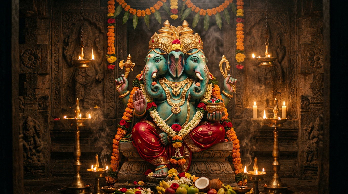 Dvimukha Gaṇapati (Durmukha Gaṇapati) — paired with Maa Chinnamastā