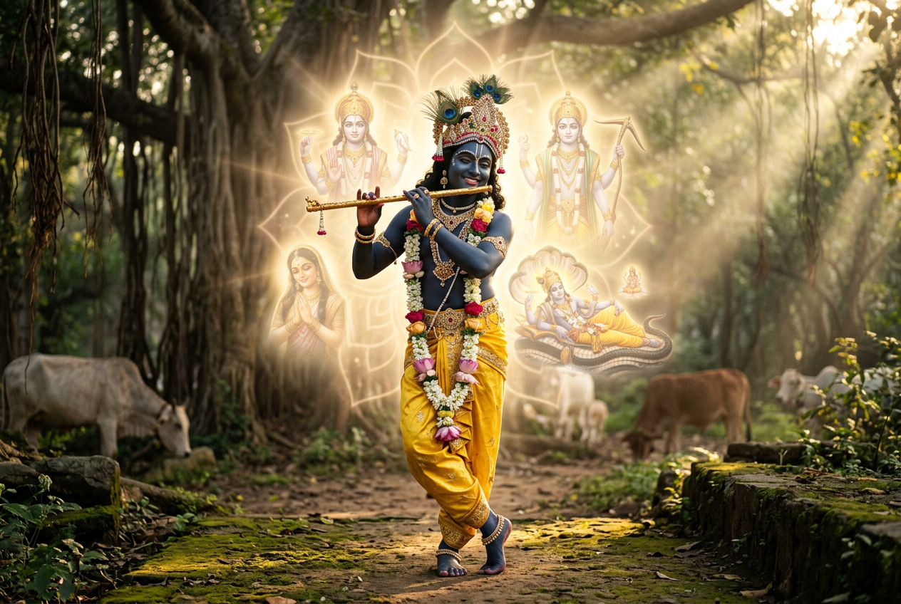 Sri Krishna as Svayam Bhagavan with His divine expansions